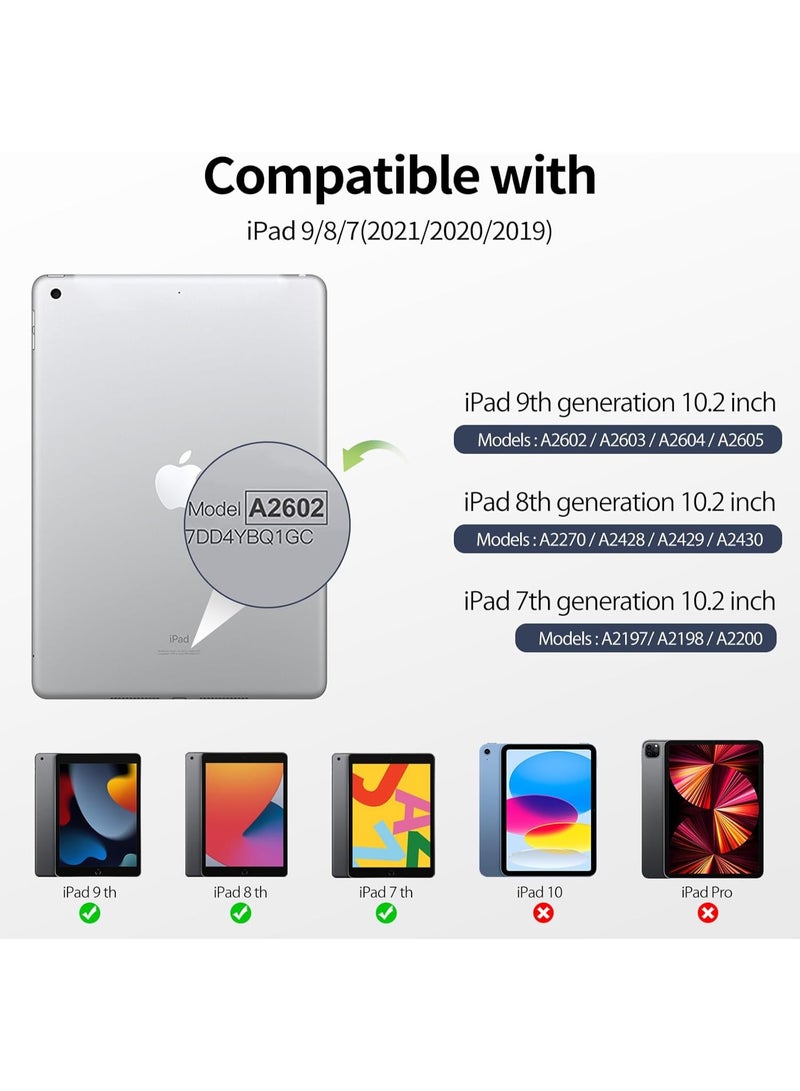 فكرة حافظة هجينة متوافقة مع iPad من الجيل التاسع/الثامن/السابع (طراز 2021/2020/2019، 10.2 بوصة) - غطاء مقاوم للصدمات مع غلاف خلفي شفاف وممسك أقلام، وظيفة الاستيقاظ/السكون التلقائي - Image 2